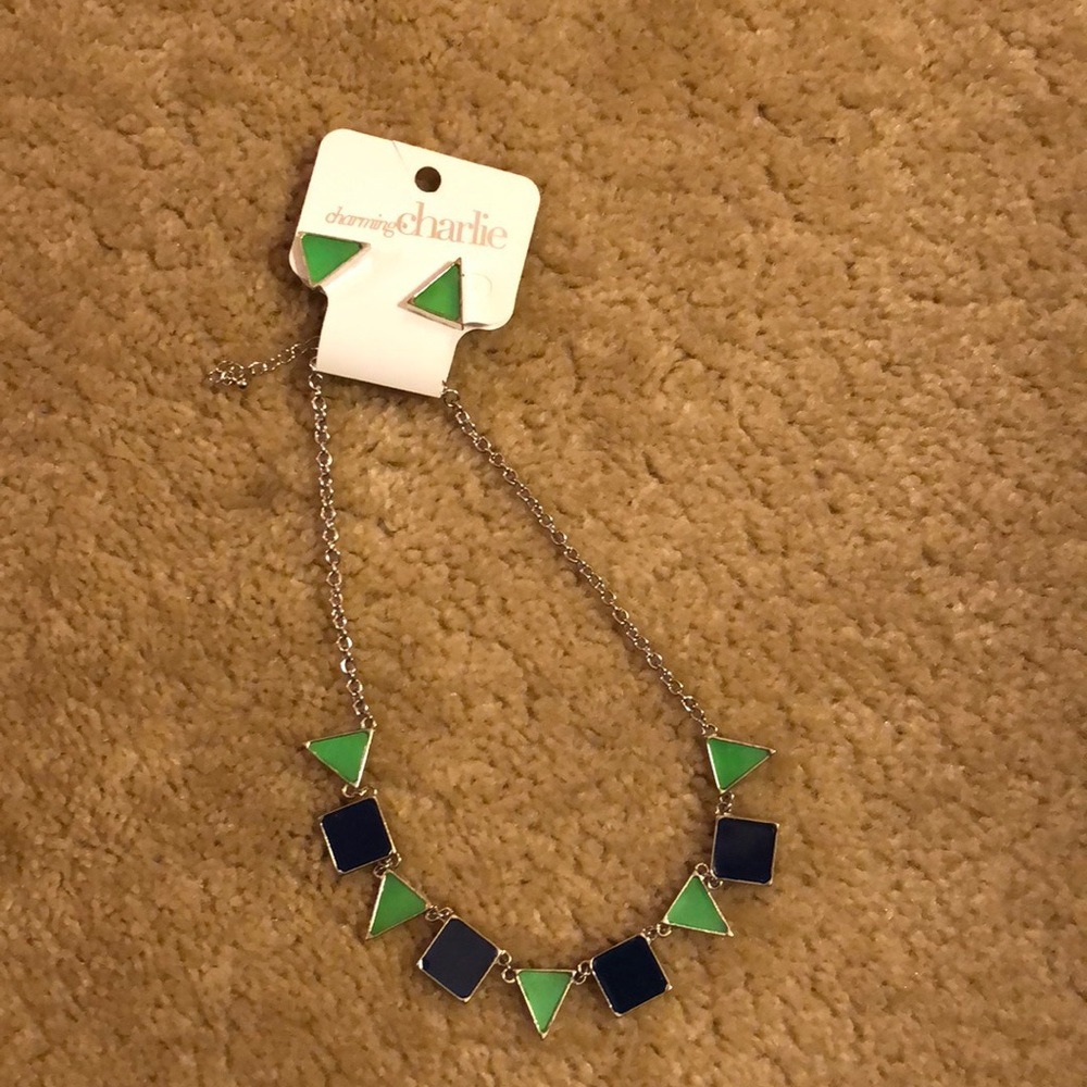 Charming Charlie Necklace and Earrings Set 💙💚